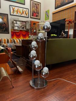 1970s Atomic MCM Robert Sonneman 6 eyeball table chrome lamp