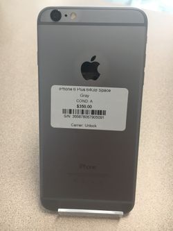 SPACE GRAY IPHONE 6 PLUW WITH 64GB!!!