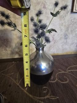 Silver /Black Pier One Vase With Flowers