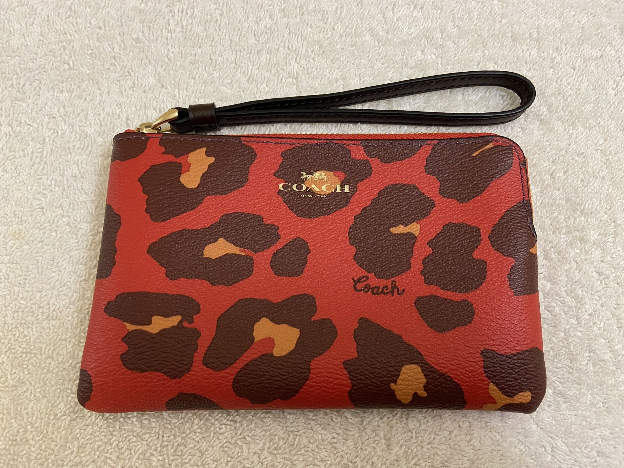 Coach Wristlet, Corner Zip, Bright Poppy (NEW!)