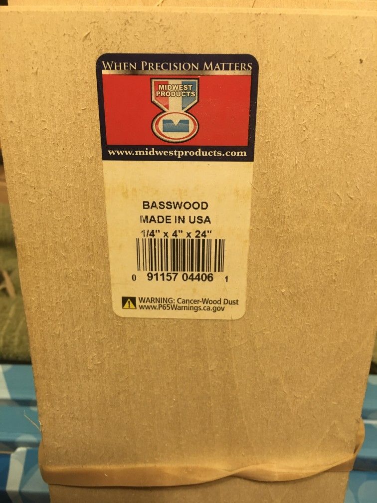 Midwest Basswood wood 1/4" x 4" x 24in (1)pc.
