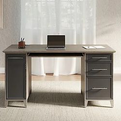 60" Koru Desk, Two Toned Slate/Gray Oak