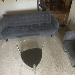 Modern Furniture Set (Couch+Matching Chair+glass Coffee Table+2 Matching Side Tables!)