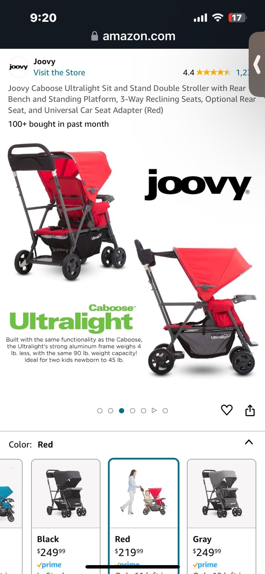 JOOVEY DOUBLE STROLLER WITH Travel BAG