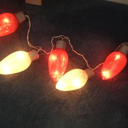 Five Large Red & White Bulbs/ Plug In