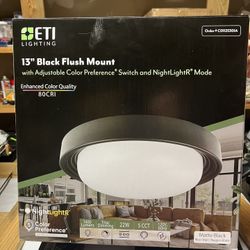 ETI 13 in. Matte Black Selectable LED Flush Mount