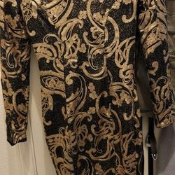 Black And Gold Sequin Dress