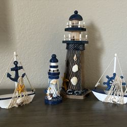 Nautical Home Decor Lighthouse Sailboat