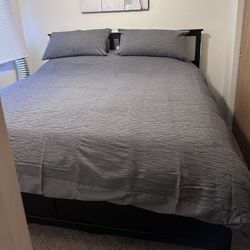 IKEA Hemnes King Size Bed frame & Queen Size Bed Frame With Headboard With Shelves And Two Drawers In Footboard  