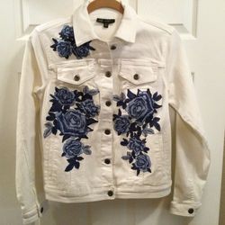 New! EMBROIDERED Jean Jacket - Stretch - with tag!
