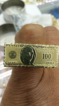 10k gold hunder dollar bill ring 5 grams
