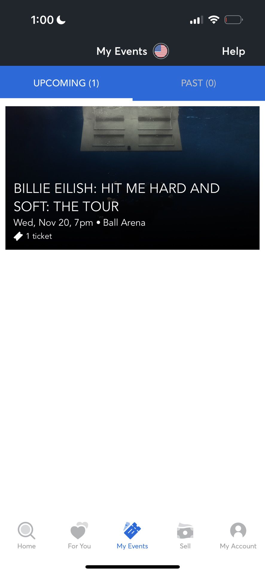 Billie New Tour Ticket ( FLOOR TICKET)!!