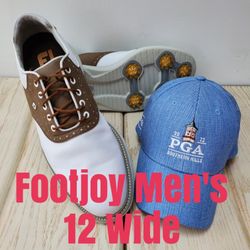 New Footjoy Men's Size 12 Wide Golf Shoes PGA Championship Southern Hills Adjustable Hat 