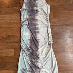 River + Sky Womens Tie Dye Midi Dress Blue Small Shirred Ruched Waist Boho