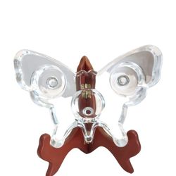 Butterfly Clear Glass Triple Tea Light Candle Holder 