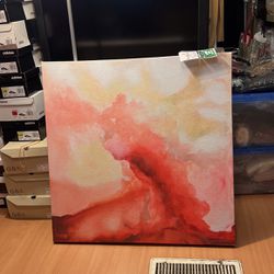 Abstract Red Smoke Cantabas 30x30x2