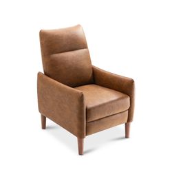 Arthur Recliner Chair, Pecan Brown Faux Leather, 3 Chairs left!