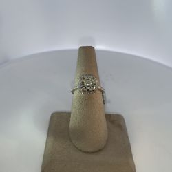 Lady’s platinum Halo Engagement ring Size 6 With one =3.02Ct Cushion Si1 Yellow diamond And 46= 0.69Tw Round white diamonds  