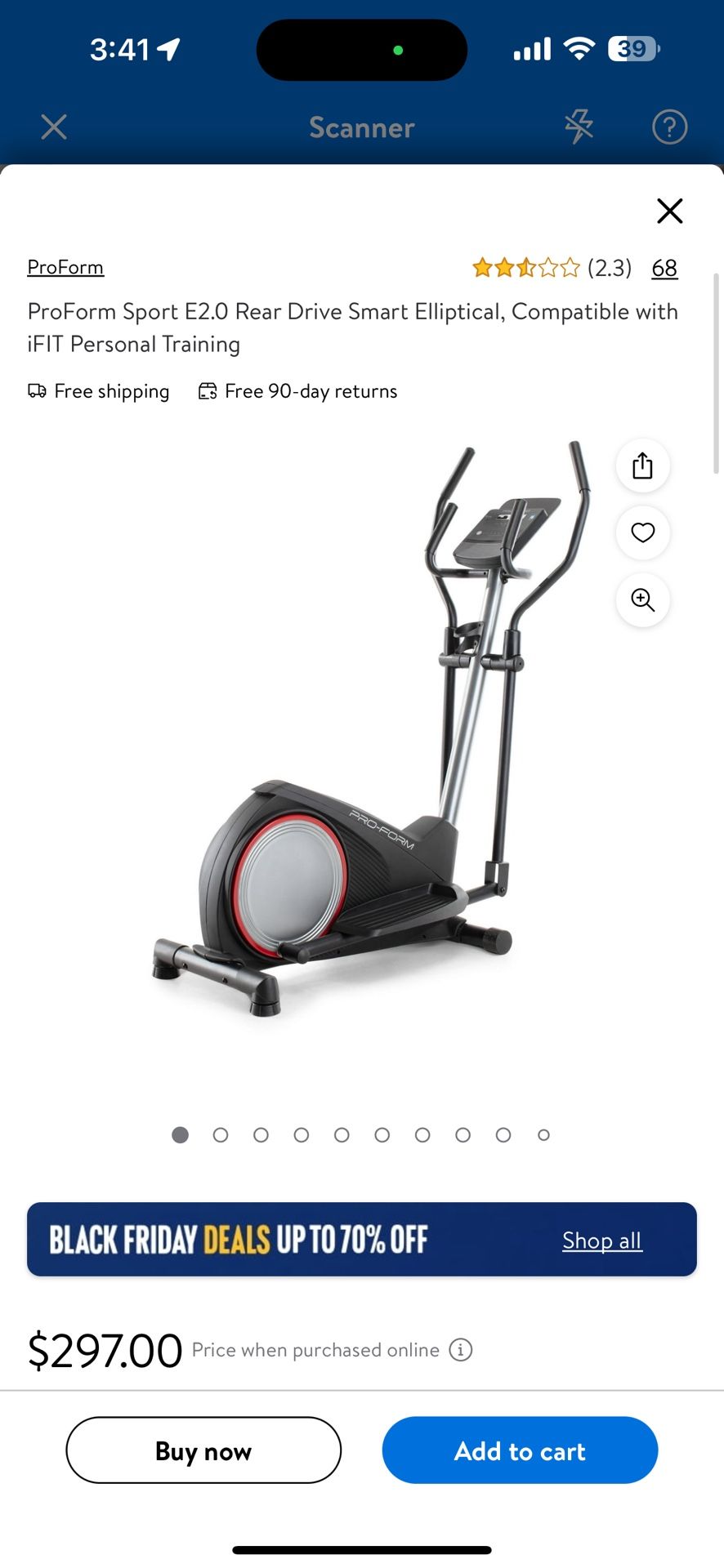 ProForm Sport E2.0 Rear Drive Smart Elliptical, Compatible with iFIT Personal Training