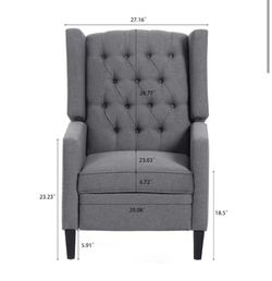 Gray Tufted Wingback Recliner Chair