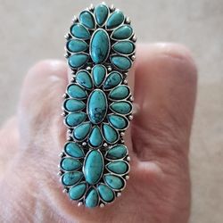 New Stretchy Turquoise Color Ring fits Approximately Size 8 And Up SHIPPING AVAILABLE 