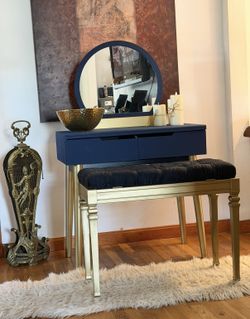Dixie Belle Blue And Gold Vanity By Victoria K.