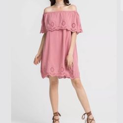 NEW Lush Pink Off-the-Shoulder Dress Size Small