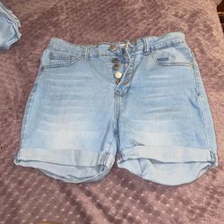 blue high waisted shorts