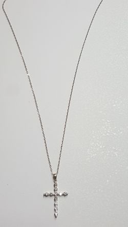 Silver and CZ cross necklace