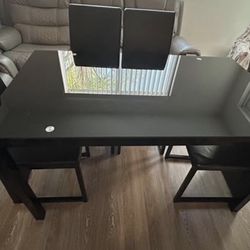 Black Glass Dining Table with Chairs