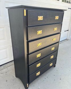 Black and gold 6 drawer dresser chest 40Lx18Wx54H