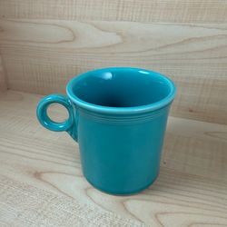HLC Fiesta USA Turquoise Ceramic Coffee Mug With Handle Glossy Finish