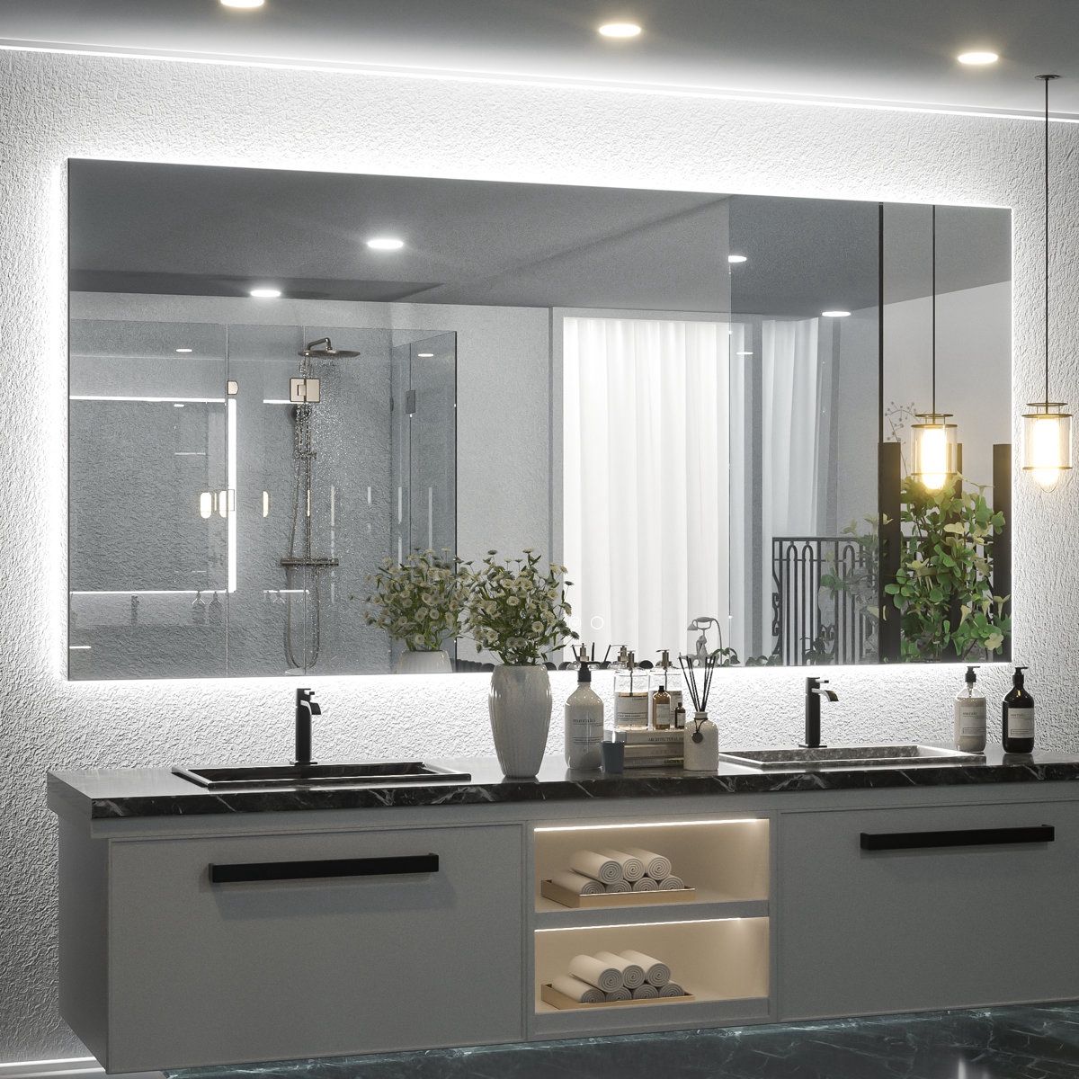 72 x 36" Adorna LED Backlit Frameless Lighted Bathroom Vanity Mirror ...