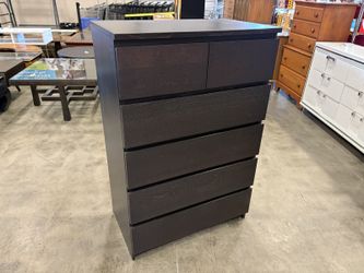 Black-Brown Finished 6 Drawer Tallboy Dresser