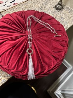Long, glam crystal beaded statement necklace with shiny tassel