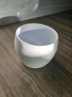 Round Horizontal Lined White Ceramic Vase