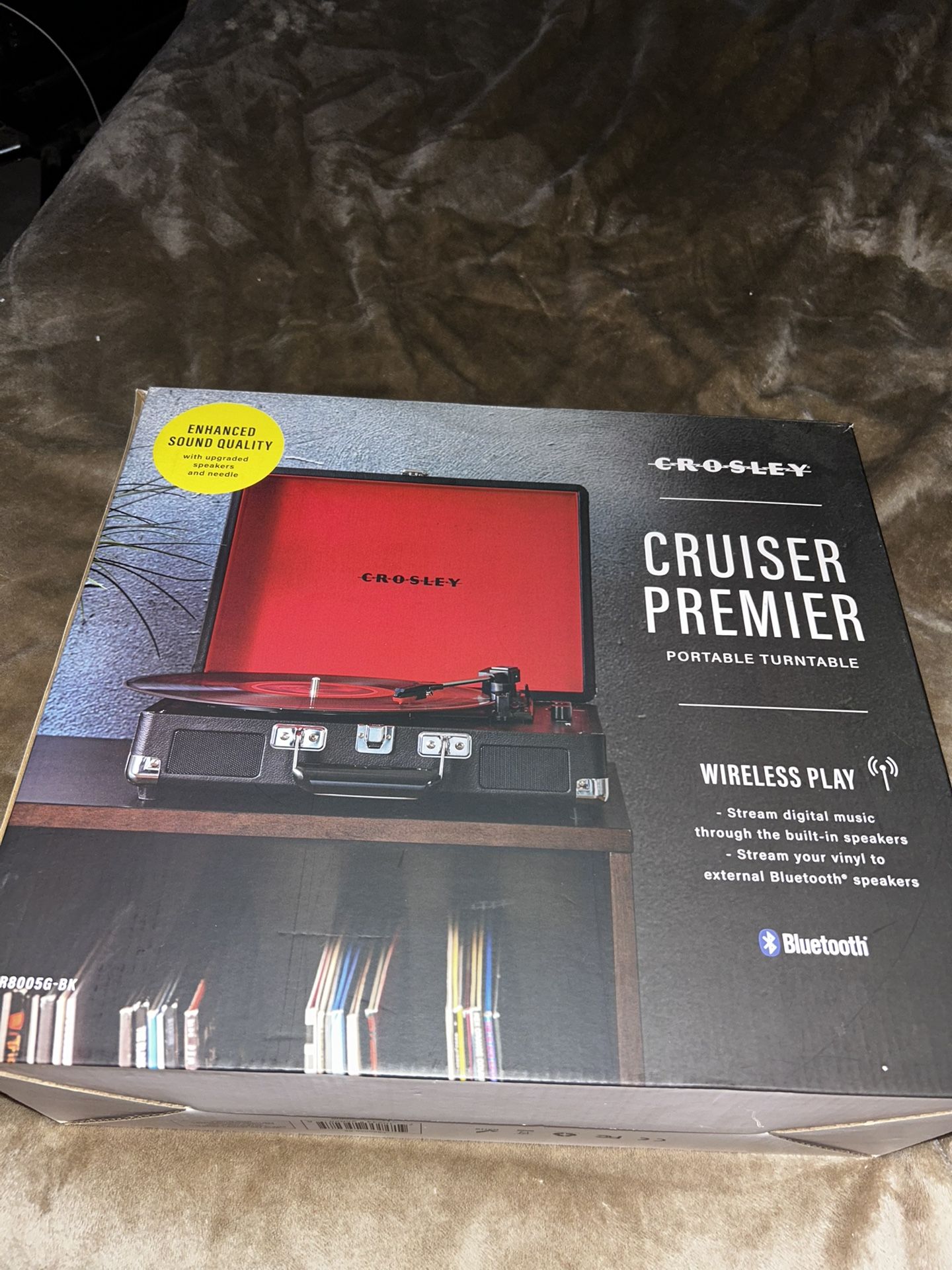 Crosley CR8005G-BK Cruiser Premier Vinyl Record Player with Bluetooth, Black Red