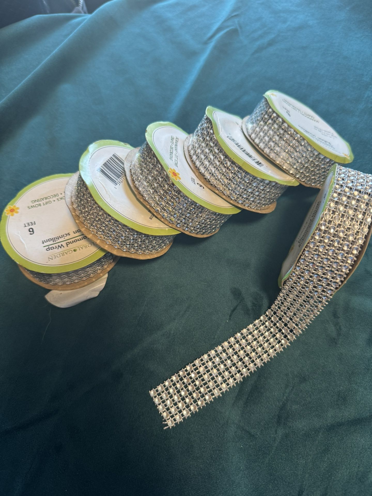 6 Rolls Of Rhinestone Ribbon