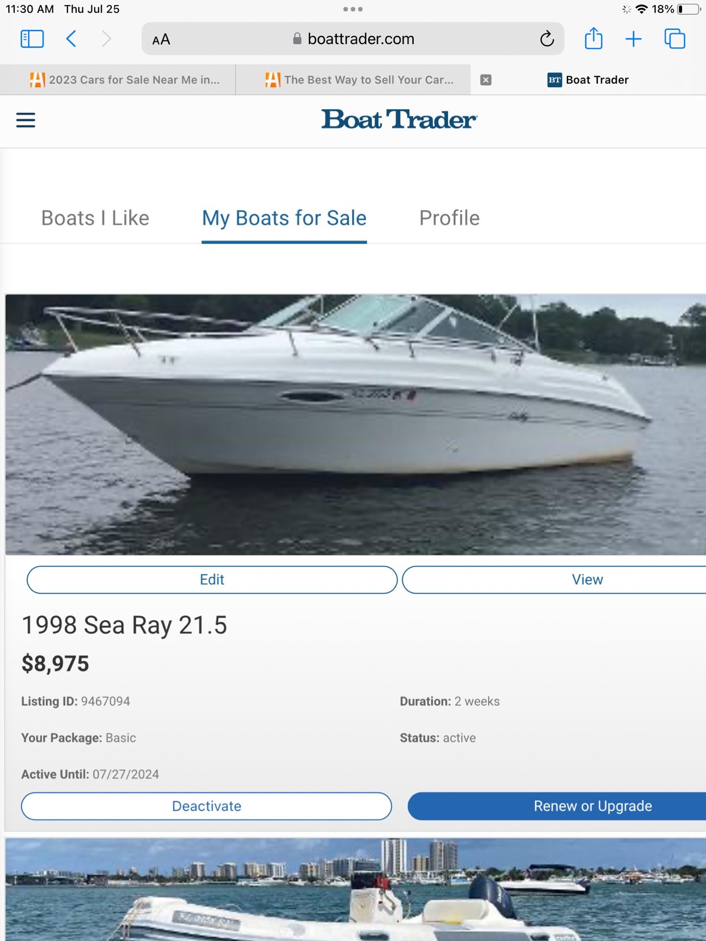 1998 Sea Ray Cruiser 21.5