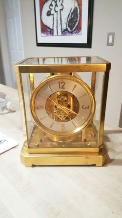 1944 JAEGER LECOUTRE ATMOS ATMOSPHERIC MANTLE CLOCK GOLD PLATE WORKS!