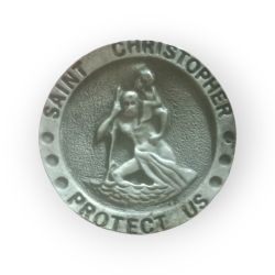 Vintage Religious Pewter Visor Clip 