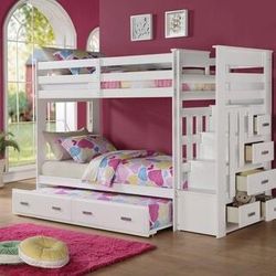 Twin / Twin Bunkbed + Trundle Bed + Staircase Storage