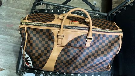 Sprayground Shark Mouth Duffel Bag – Brown Checkered Travel/Gym Bag