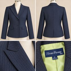 Evan-Picone Petite Navy Pinstripe Blazer – 4P