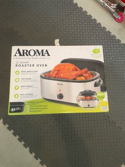 Aroma 22Qt Electric Roaster Oven with Removable Pan and Granite Enamel Finish