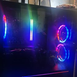 gaming PC and monitor and mouse and keyboard 