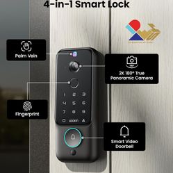Smart door lock with security camera & video doorbell