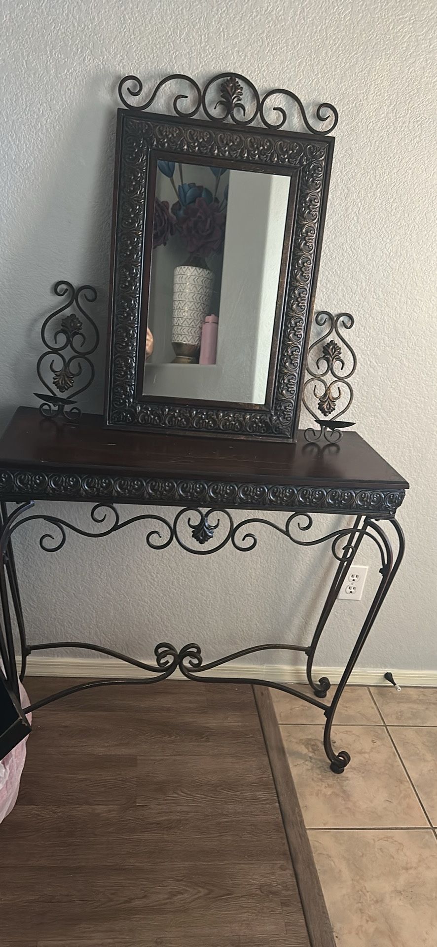 Entry Table, Mirror With Matching Sconces