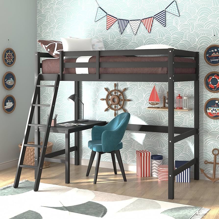 Twin loft bed with study desk