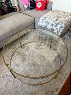 Pretty Gold Frame Glass Coffee Table
